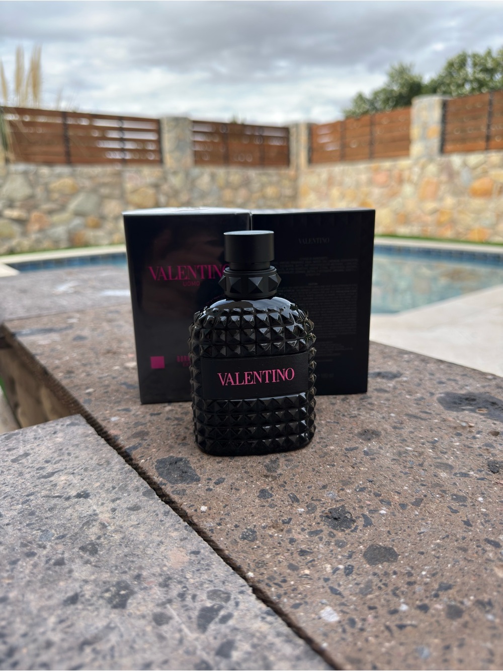 Valentino Men's Fragrance Bottle - Black with Pink Logo